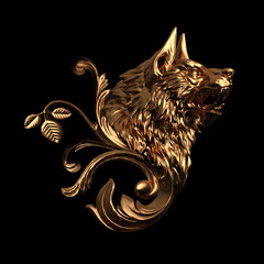 golden wolf head © david