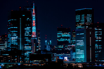 東京タワー　夜景　クール　ブルー