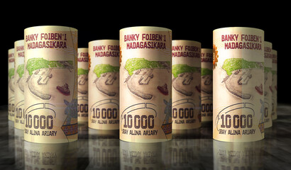 Madagascar Ariary money banknotes pack 3d illustration