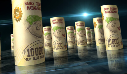 Madagascar Ariary money banknotes pack 3d illustration