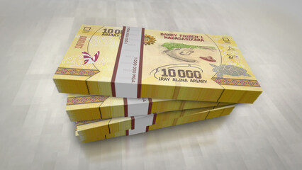 Madagascar Ariary money banknotes pack 3d illustration