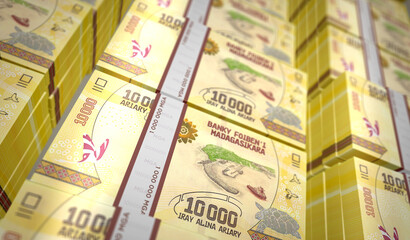 Madagascar Ariary money banknotes pack 3d illustration