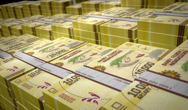 Madagascar Ariary money banknotes pack 3d illustration