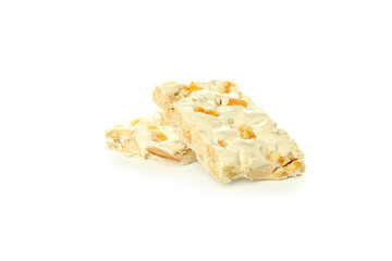 Concept of delicious food, nougat isolated on white background