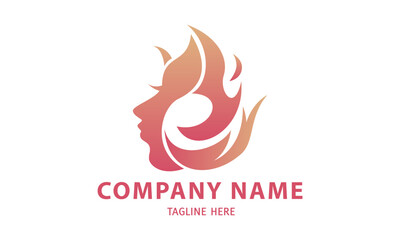 Beauty Abstract Flame Woman Face Logo Design