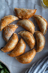 Dumplings stuffed with tuna, tomato and egg. Spanish or Argentinian style dumplings