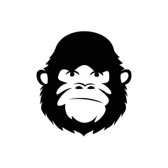 monkey head silhouette. primate sign and symbol