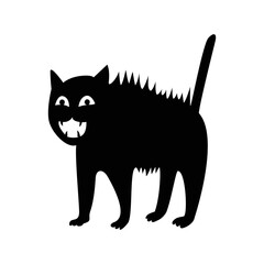 cat shocked vector illustration. pet silhouette sign and symbol.