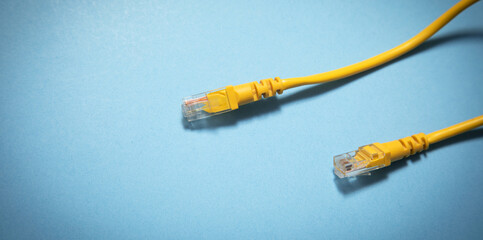 Network connection ethernet cable. Closeup - obrazy, fototapety, plakaty