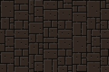 2D Brick Wall Texture - Assets for Game - Pixel art. Dark stone seamless background. Ground texture tile seamless pattern, for pixel art style game.