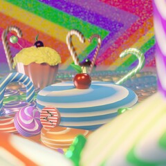 Cherry on candy wallpaper LGTBQ 3D rendering