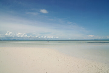 Landscape nature Bang Po Beach is beautiful white sand beach and clear water - can shooting reflection on the beach at Samui Thailand - Seascape travel and outdoor activity - Abstract blue nature 