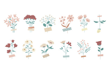 hand drawn flower vector illustrations set 