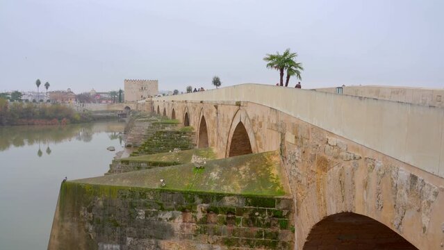 Roman Bridge of Cordoba of Andalucia, Spain on an overcast day