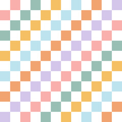 Rainbow Checkerboard vector seamless pattern. Geometric abstract background. Checkered surface design.