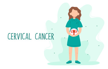 Cervical cancer concept. Female reproductive system. World Cancer Awareness Day. Women health.