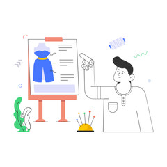 Creatively designed flat illustration of graphic artist 