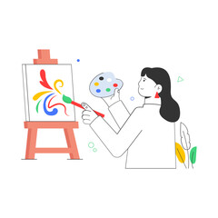 Creatively designed flat illustration of graphic artist 