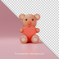 3D Illustration Bear hug love for valentine