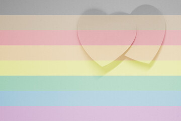 Couple Heart Shape LGBTQI Pride flag color abstract background - texture backdrop or Rainbow pride flag - symbol of Lesbian, gay, bisexual, and transgender flag of LGBTQI  Love  Valentine Concept 