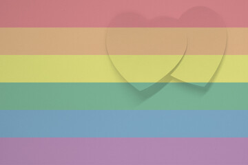Couple Heart Shape LGBT Pride flag color abstract background - texture backdrop or Rainbow pride flag - symbol of Lesbian, gay, bisexual, and transgender flag of LGBT  Love  Valentine Concept 