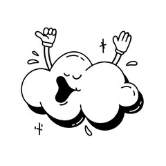 Cloud is a retro cartoon character from the 30s. Vintage comic smile vector illustration