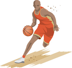 Naklejka premium ドリブルをして走っているバスケットボール選手のイメージイラスト