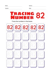 High Resolution full page Kids Counting 51 to 100 Practise Study Material, Number Tracing Homework Set for Preschool kids.