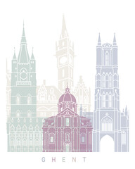 Fototapeta premium GHENT SKYLINE POSTER PASTEL