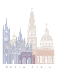 Obraz premium GUADALAJARA SKYLINE POSTER PASTEL