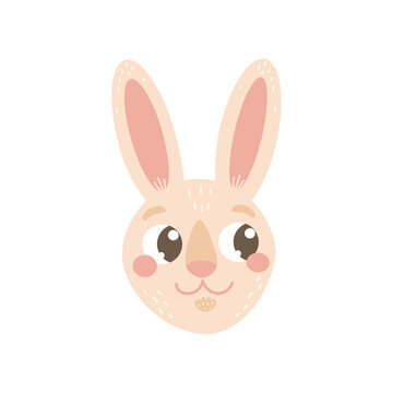 Bunny head. Rabbit, hare. Cute vector hand drawn illustration.
