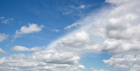 Abstract image of blurred sky. Blue sky background with cumulus clouds