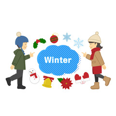 子供と冬イラストセット