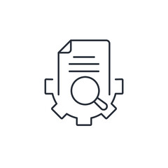 Verification document flow paperwork, regulatory process. Vector linear icon isolated on white background.