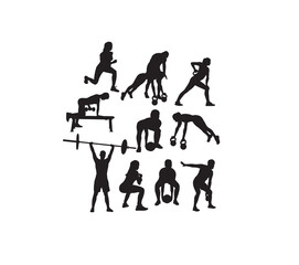 Fitness and Gym Activity Silhouettes, art vector design
