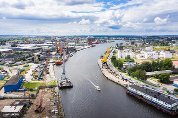 Obraz premium The port of Kaliningrad, view from a drone