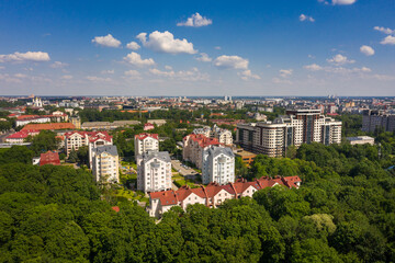 Fototapeta na wymiar Aerial view of the residential district on Koloskova street in Kaliningrad