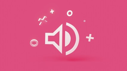 Volume 3d icon on a simple pink background 4k