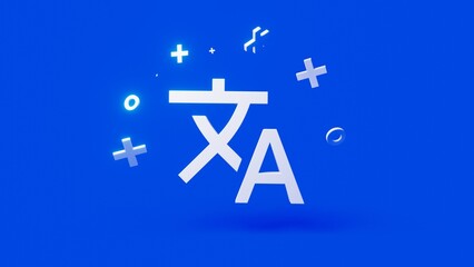 Translate 3d icon on a simple blue background 4k