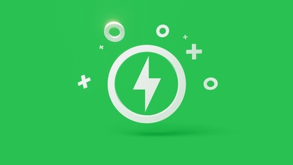 Green energy 3d icon on a simple green background 4k