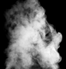 White smoke cloud on black background