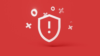 Attention 3d icon on a simple red background 4k