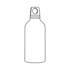 Outline metal water bottle with bung. Vector Stock illustration. Copy space.
