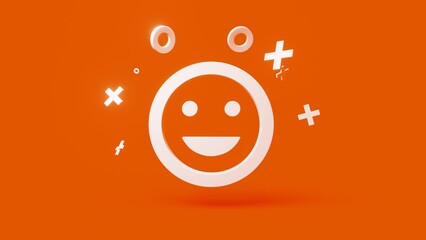 Smile 3d icon on a simple red background 4k