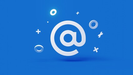Mail 3d icon on a simple blue background 4k