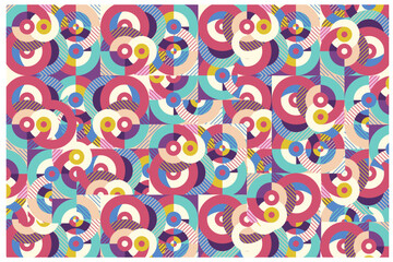 Abstract geometric circular pattern design in retro style. Vector illustration