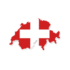 Switzerland map vector. All isolated on white background. Flag and map of Switzerland. Switzerland flag on map isolated, symbol of Switzerland, template for banner, advertising, commercial.
