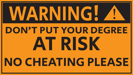 No exam hall cheating warning sign