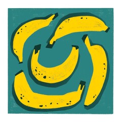image of yellow fresh bananas on a blue background. You can use it as a postcard, sticker or illustration for clothes, books, magazines	
