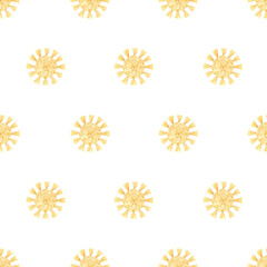 Abstract sun seamless pattern. Hand drawn doodle sun